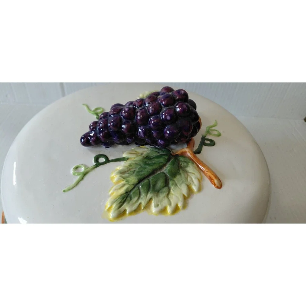 Vintage Retro KMC Tuscany Grapes kitchen collection ceramic Canister Cottagecore